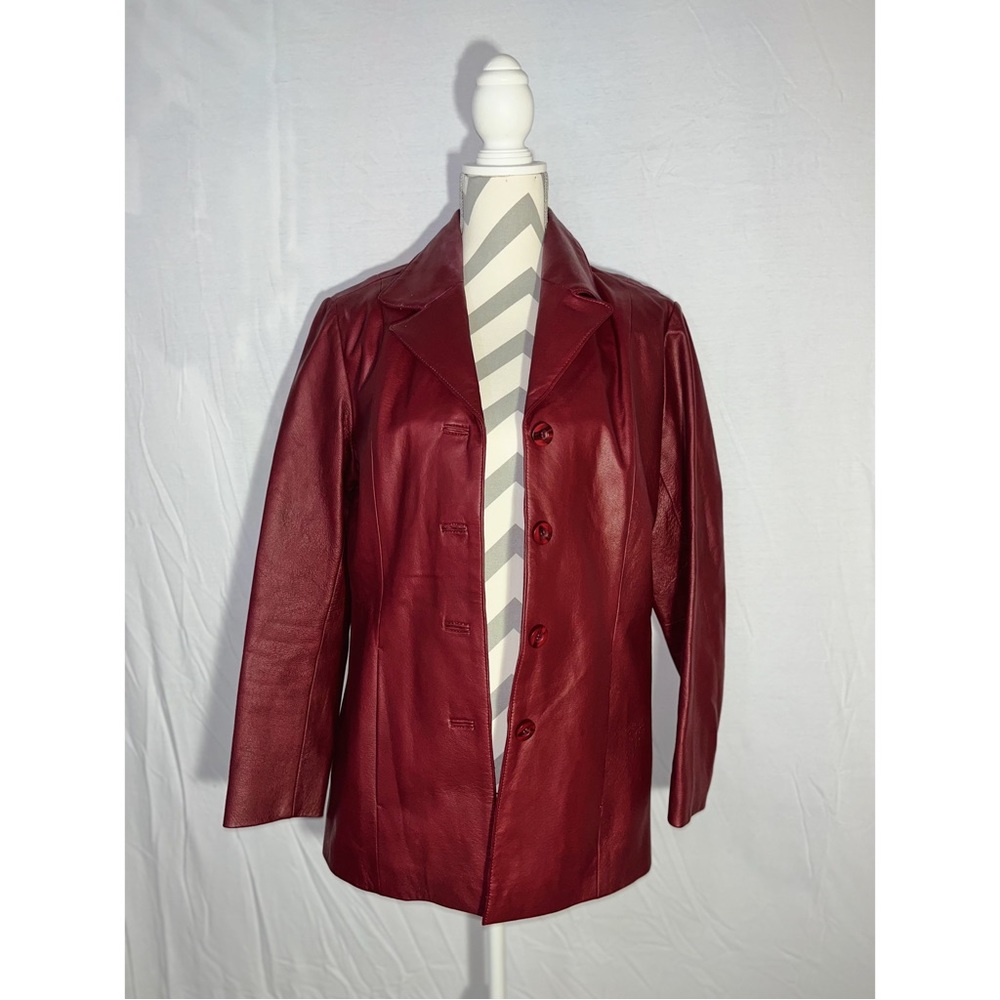 AMAZING retro red leather jacket 100%